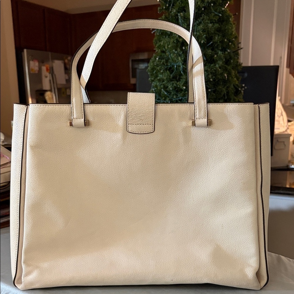 Kate Spade New York leather women’s Natacha Lovett street ivory satchel. - Picture 3 of 7